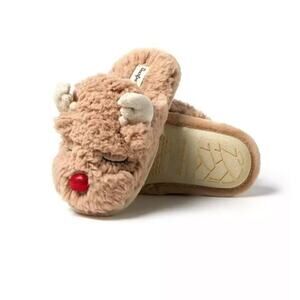 NIB •Dearfoams
Kids Holiday Christmas Reindeer Scuff Slipper 
Size: 9-10